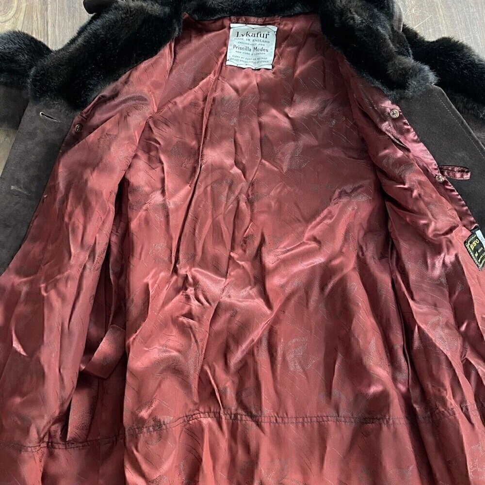 Lykafur Brown Faux Fur Coat for Women Vintage Tissavel France - Sz M w/S… - Picture 10 of 15